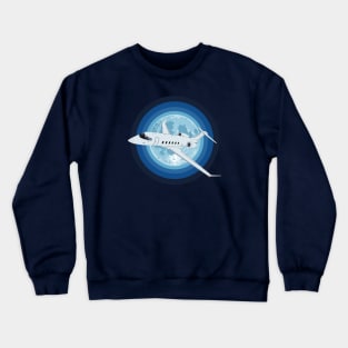 Bombardier Challenger 350 Jet Full Moon Aviation Design Crewneck Sweatshirt